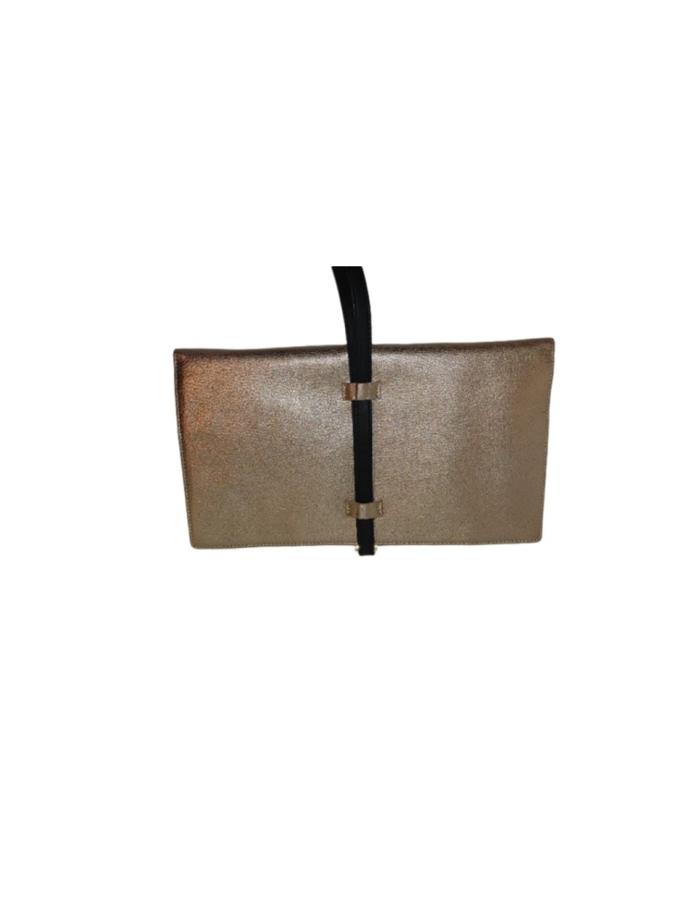 Club Monaco XL Metallic Pebbled Leather Envelope Clutch